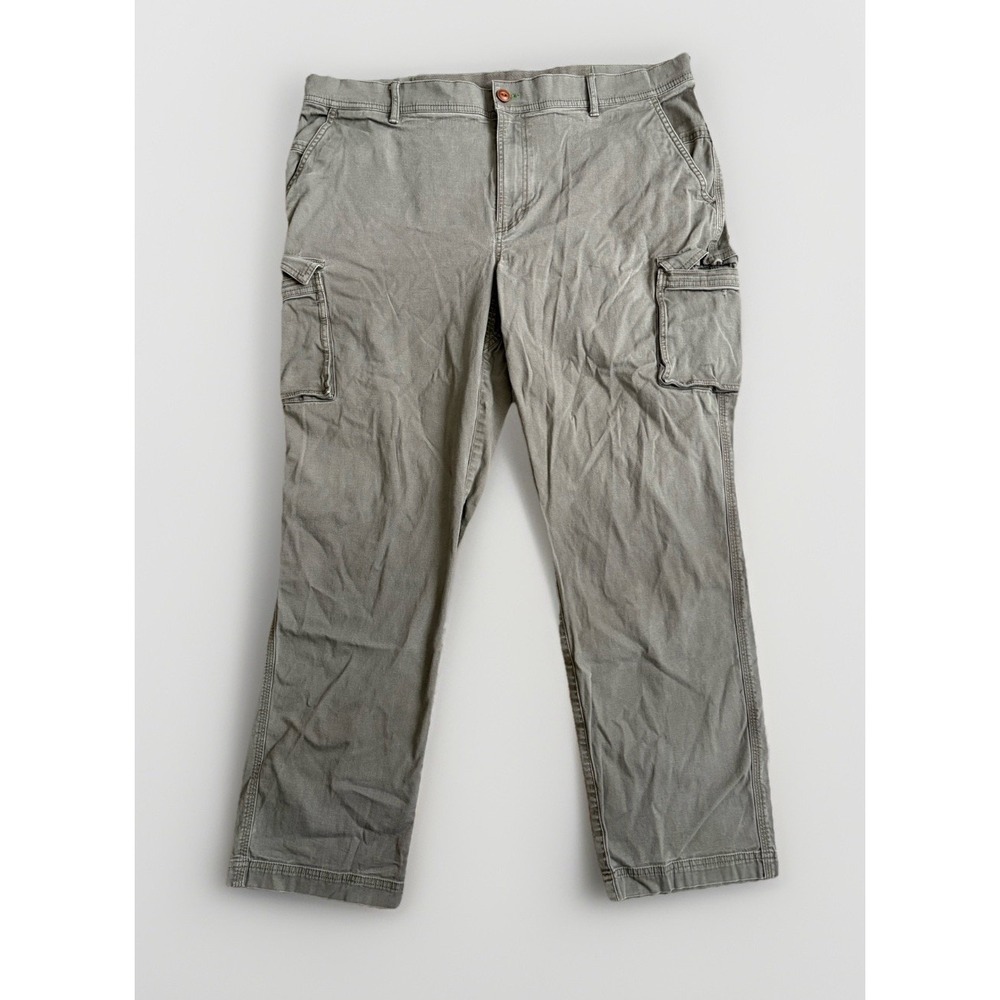 LL Bean Flat Front‎ Cargo Hiking Pants Men's 42x32 Classic Fit Flex Cotton Gray